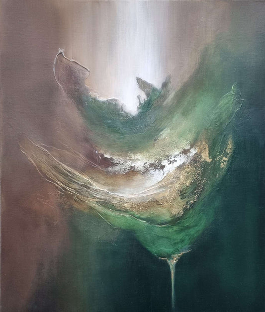 Gaia´s Nourishment - Green brown abstract painting