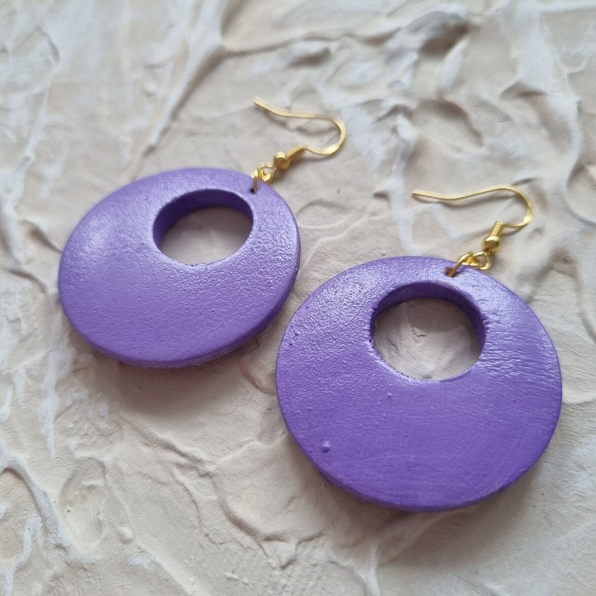 Textured Round Earring - Lilac and Gold