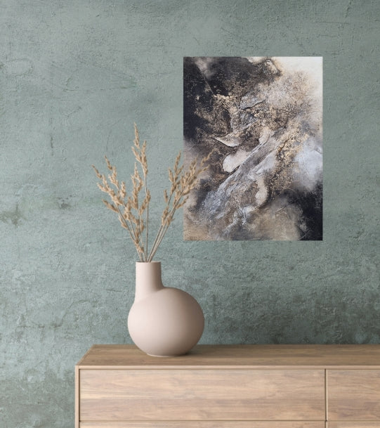 Textured abstract  painting in scandi style decoration..