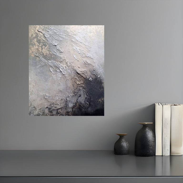Skywhisper - Small textured abstract art with neutral tones