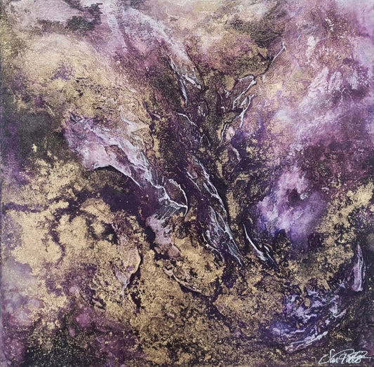 Embracing New Power - Purple gold textured painting