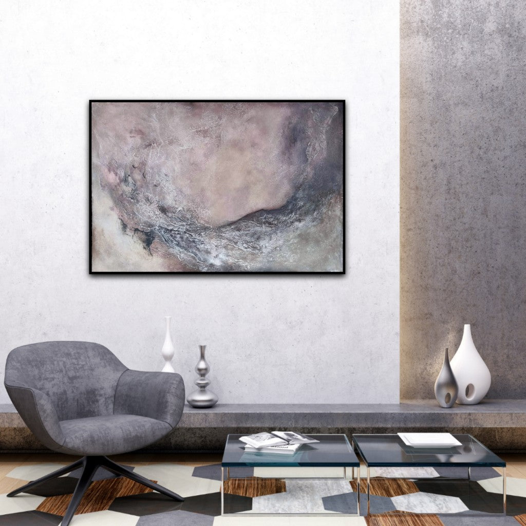 Strong Soul - Large beige abstract landscape