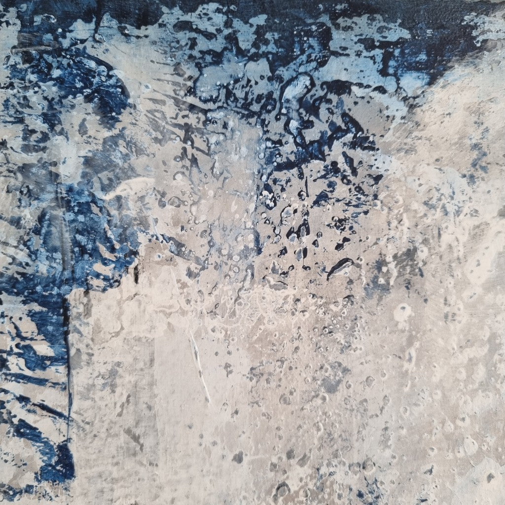Icebreaker - Large blue abstract landscape textured painting